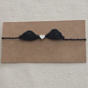 024 New Handmade Micro- Macrame Black Heart Charm Bracelet